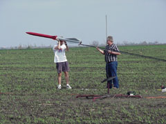 Rocket being load onto rail