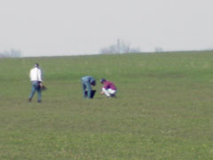 A flying tetrahedron planted nose first in the ground