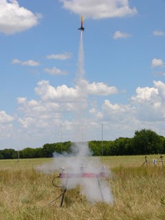 model rocket after lift-off